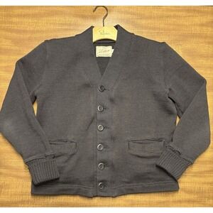 Dehen 1920 Classic Cardigan - Charcoal Gray - Heavy 100% Wool - Mens Small